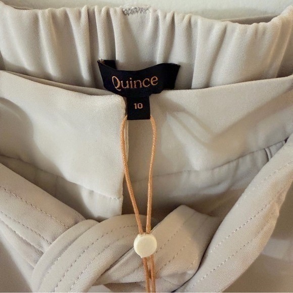 Quince Stretch Crepe Paperbag Pants Sand Off White Belted Waist size 10 NWT - Picture 11 of 16